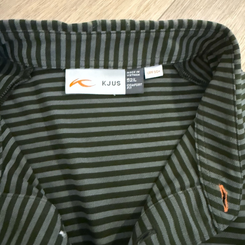 Kjus Mens Green Striped Golf Polo Large - Picture 4 of 6